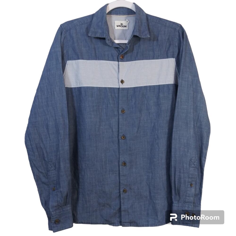 WROGN  Men Smart Fit Color Block Mandarin Collar Casual Shirt Size Small